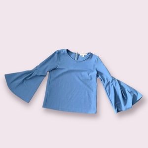 Casual Couture Blue Bell Sleeve Top with Zipper size s